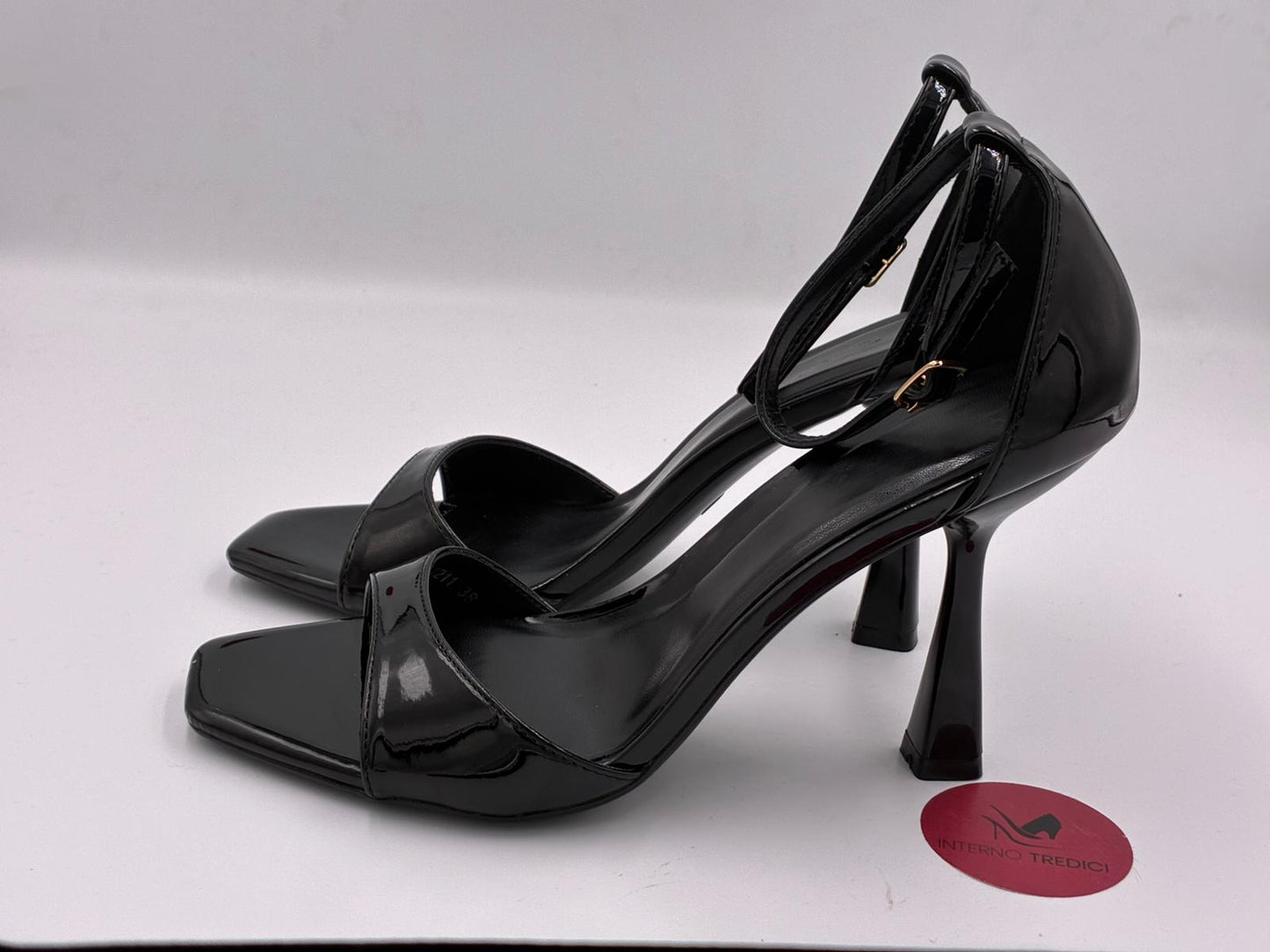 Decollete sandalo tacco shini black