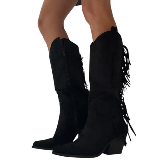 Stivale texano camoscio con frange