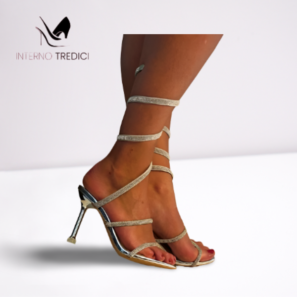 SANDALO a schiava con tacco 9 black e silver