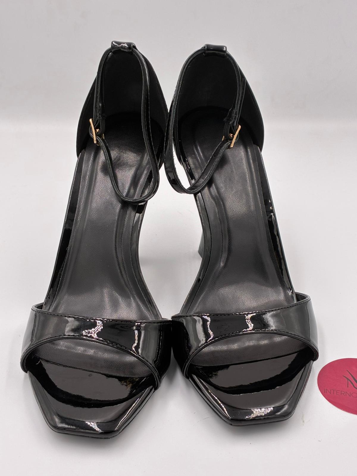 Decollete sandalo tacco shini black