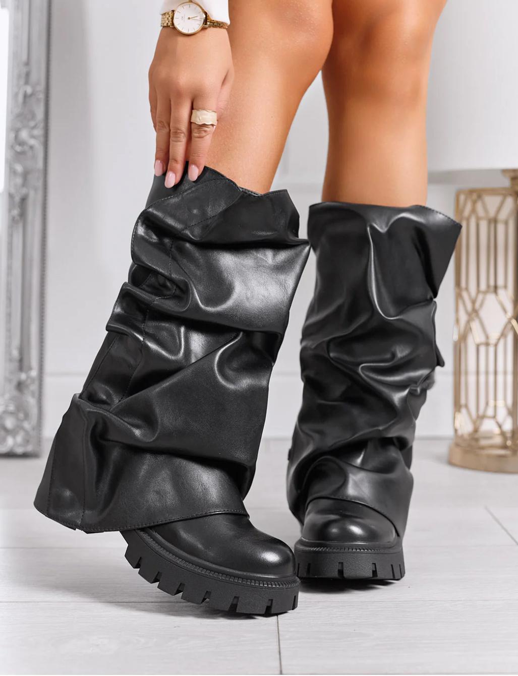 STIVALE BIKER CON RISVOLTO ARRICCIATO